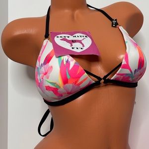 Victoria’s Secret PINK M Logo Push-up Bathing Suit Top Tropical Floral Strappy
